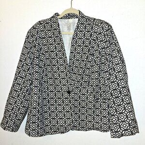 Tweeds Black & White Geometric Patterned Jacket Size 2X